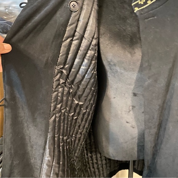 Carol Cohen Embroidered Boho Coat black faux Suede Women’s coat pockets Jacket L - Picture 7 of 14